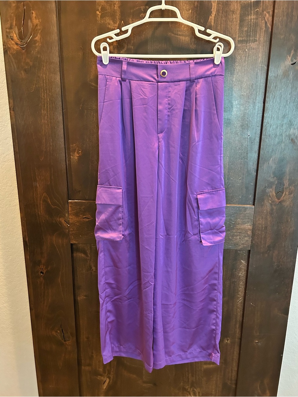 Tullea Purple Wide-Leg Utility Trousers with Cargo Pockets